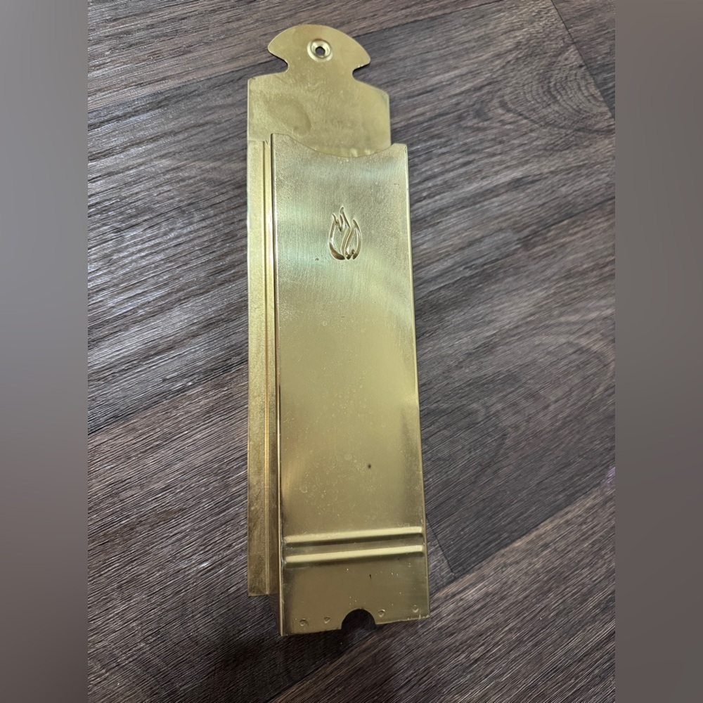 Vintage Mid Century Brass Fireplace Tall Matchbox Holder Wall Hanging